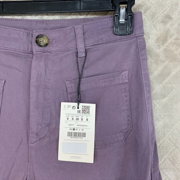 Pull & Bear Womens Small Denim Jeans Lavender Purple Straight Ankle Mid Rise - Picture 3 of 15